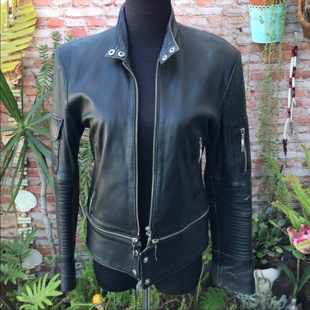 Black Leather motorcycle style jacket